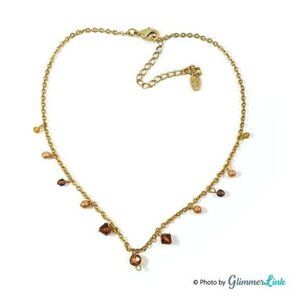 Cookie Lee Amber Beaded Gold Tone Necklace Chain Missing Pendant